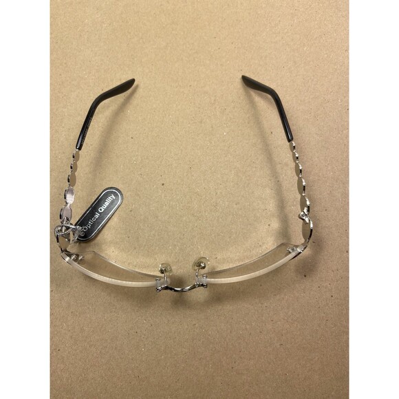 Optical Quality Clear Rimless Sunglasses Silver and Black Frames NWT - Picture 2 of 4